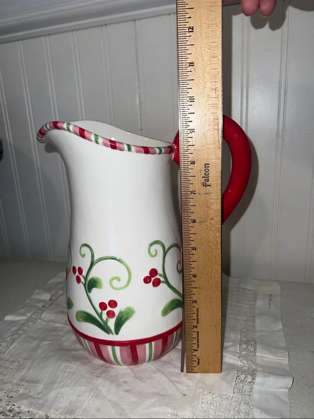 Fitz Floyd Mingle Jingle be merry porcelain water pitcher